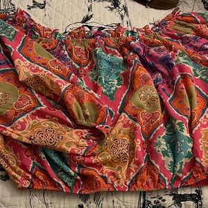 Flying Tomato Multicolor Patterned Off Shoulder Top